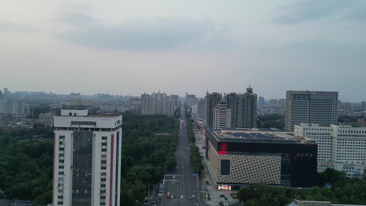 航拍山东淄博城市风光 