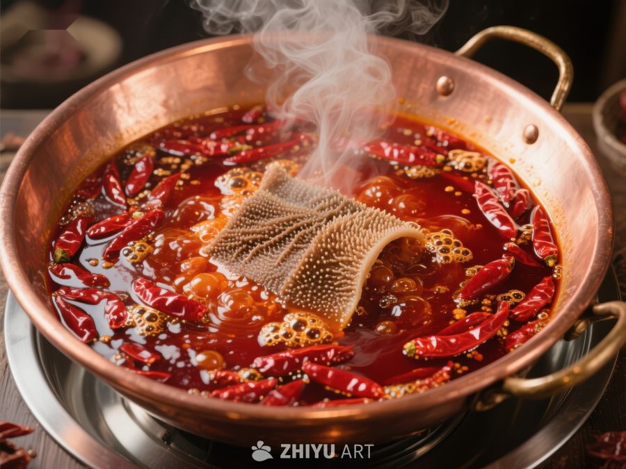 麻辣火锅热气腾腾，食材丰富诱人 645