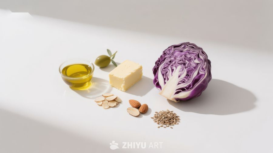 紫甘蓝与健康食材组合