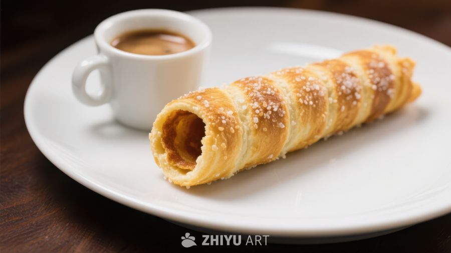酥皮卷与咖啡杯