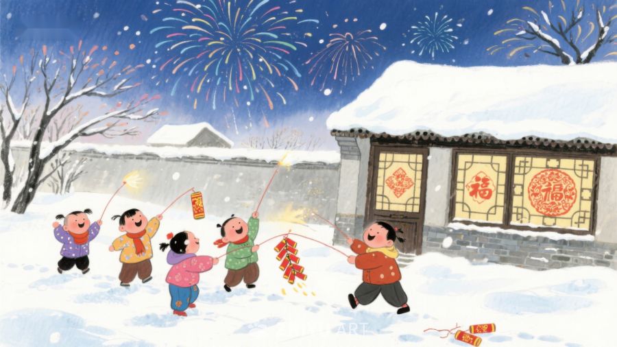 雪地烟花迎新春 1075