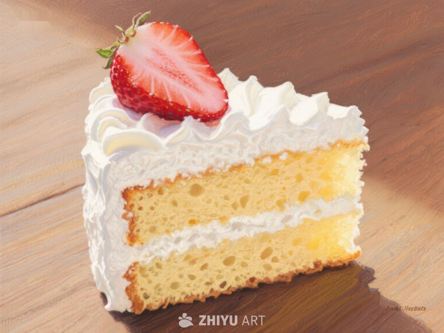 奶油草莓蛋糕切片