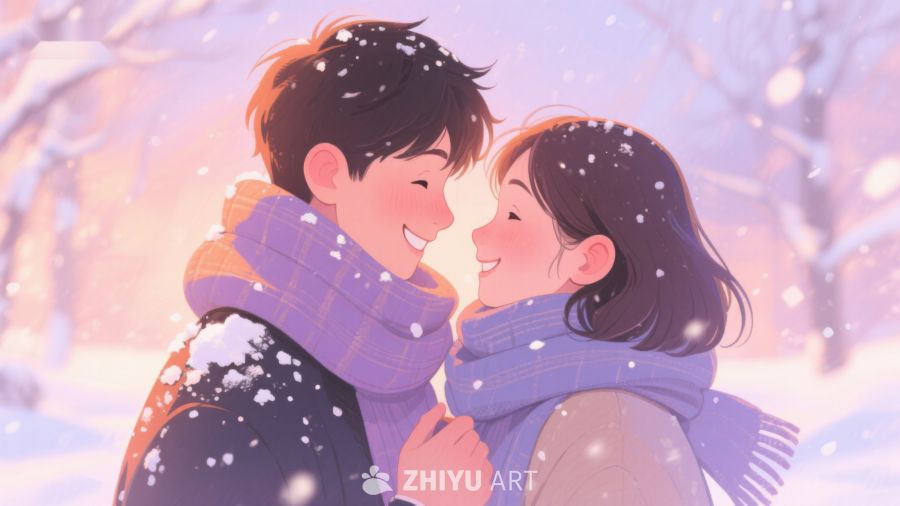 冬日雪景中的情侣温馨时刻 152