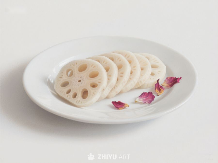莲藕切片与花瓣装饰 244