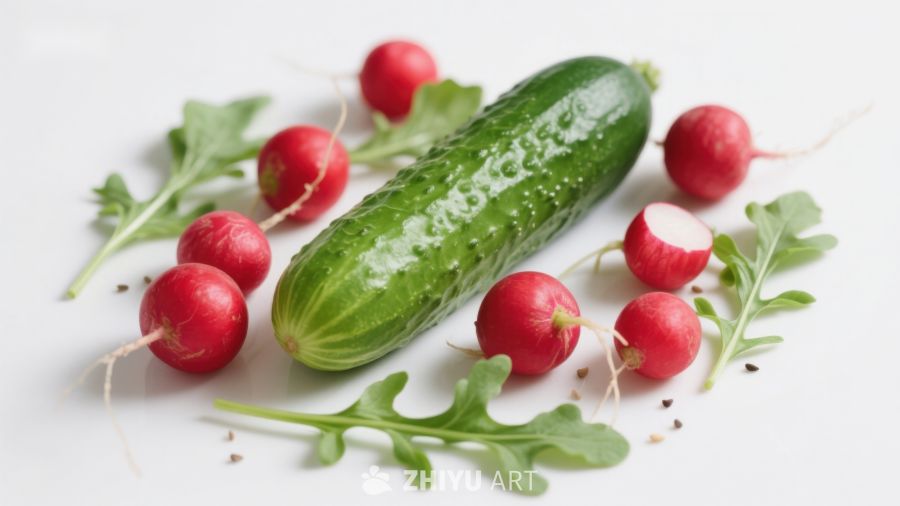 黄瓜与红萝卜的静物摆拍