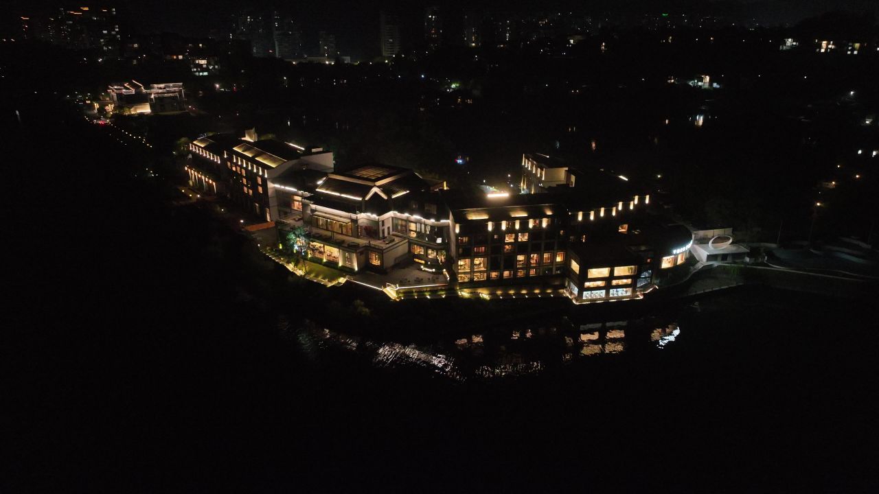 4K航拍浙江杭州淳安县千岛湖夜景风光 14