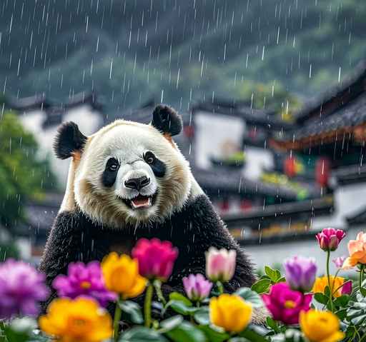 熊猫与花