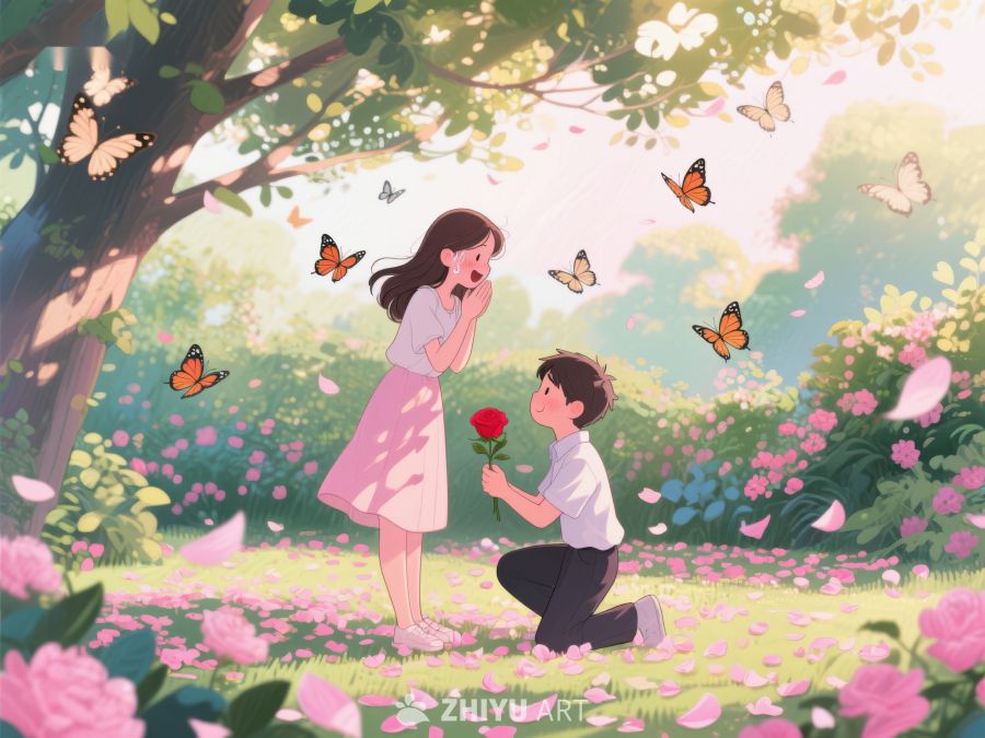 花园中浪漫求婚场景 350