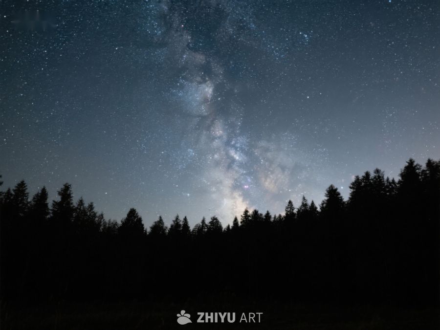 夜空银河与森林剪影 390