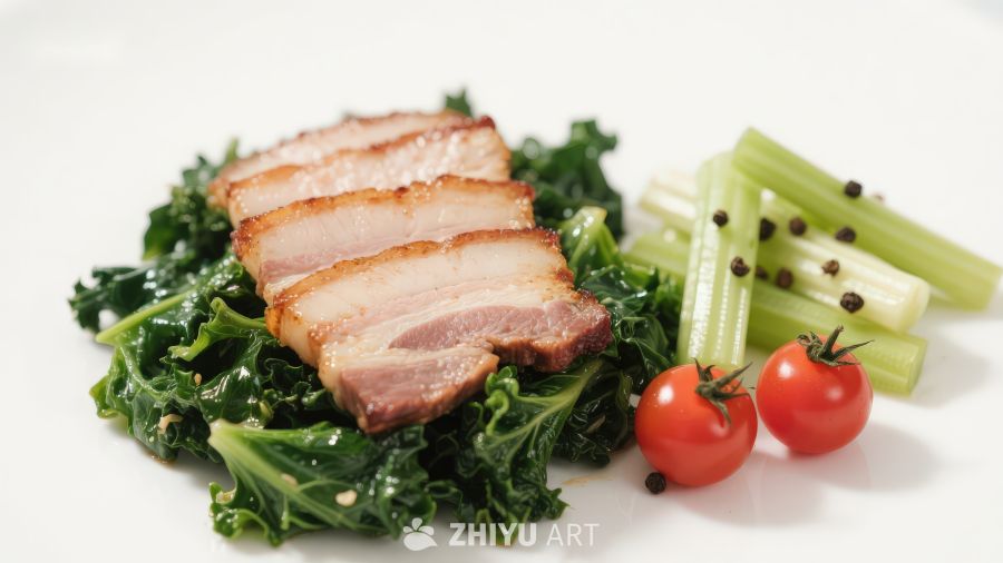 培根配羽衣甘蓝与蔬菜