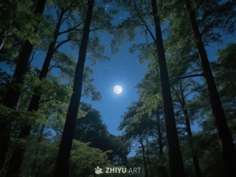 月光下的森林夜景 499