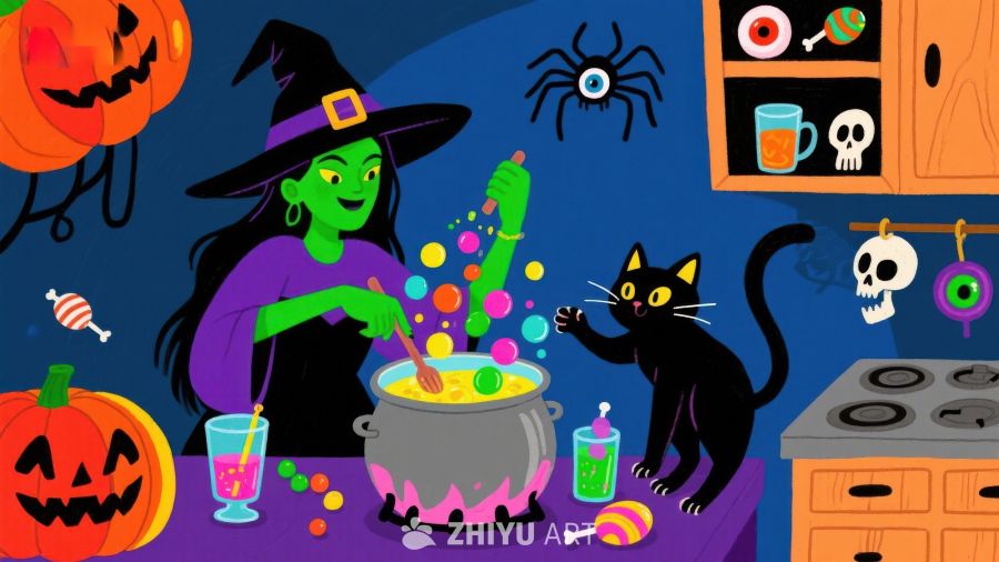 女巫与黑猫的万圣节魔法
