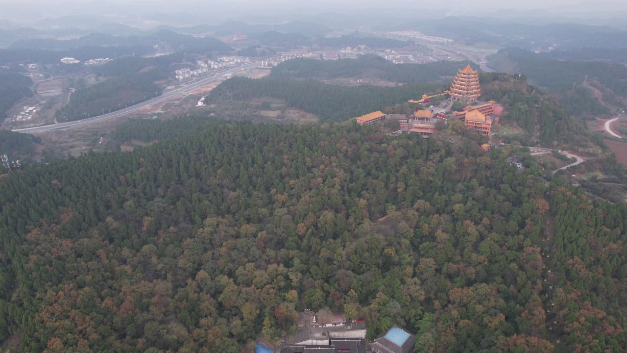 四川遂宁观音故里灵泉寺航拍
