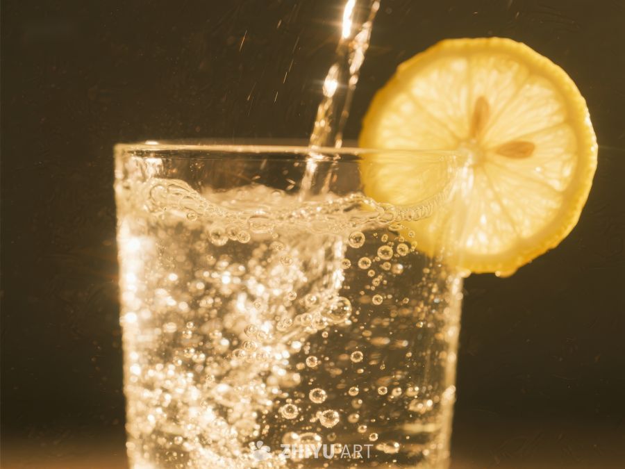 柠檬片点缀的气泡水 750