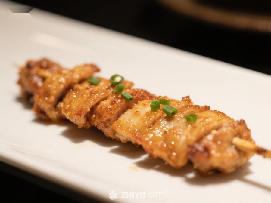 美味烤串配以葱花点缀