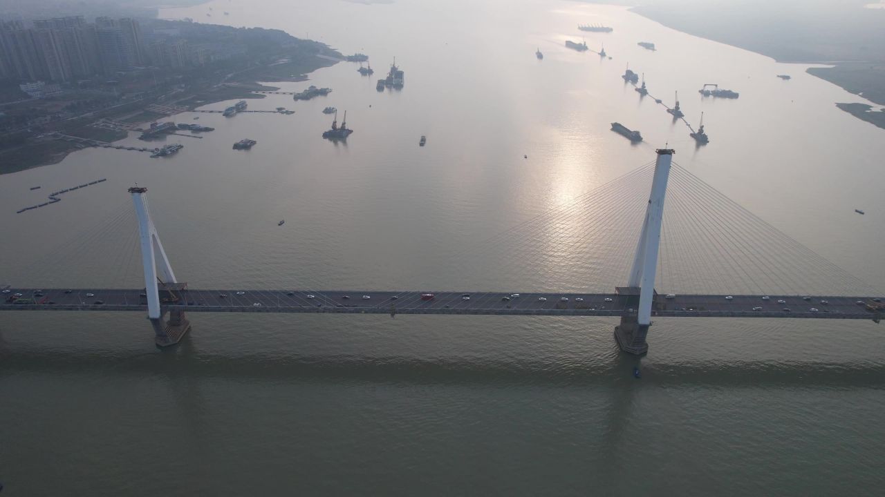 湖南岳阳城市风光旅游景区地标建筑航拍 