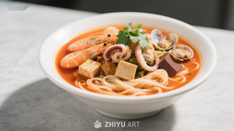 海鲜豆腐面，鲜美汤底搭配丰富食材