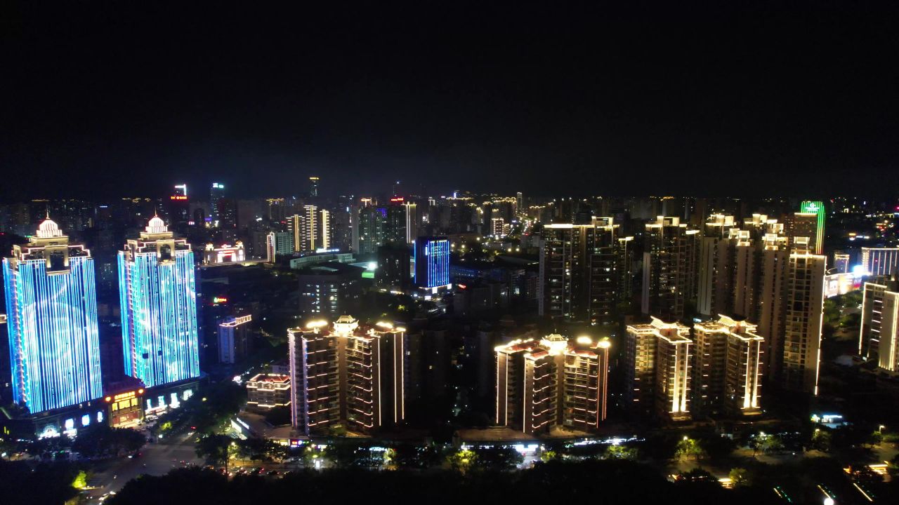 江西赣州城市夜景航拍