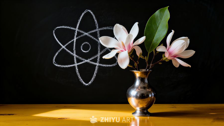 自然的花卉与象征科学的图案相结合灵感图 2