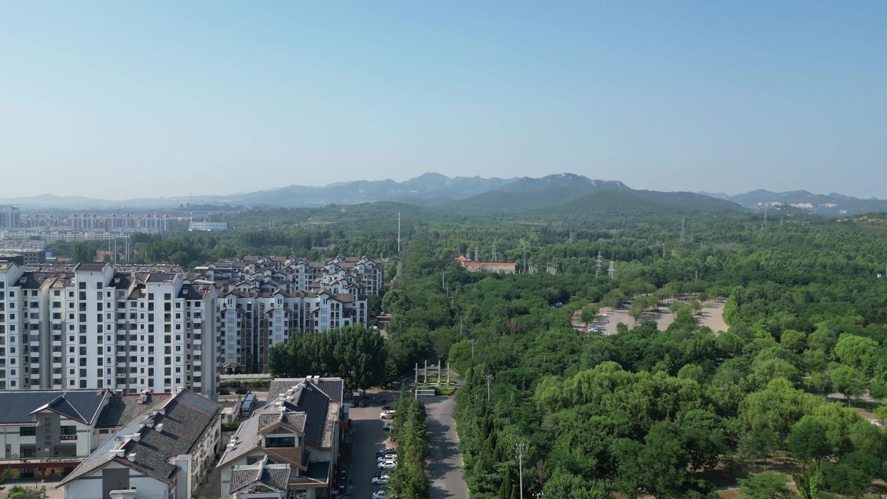 航拍山东潍坊青州城市风光