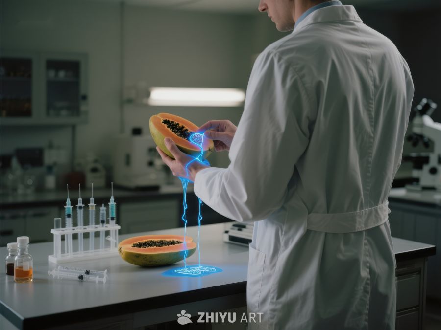 科学家在实验室分析水果 238