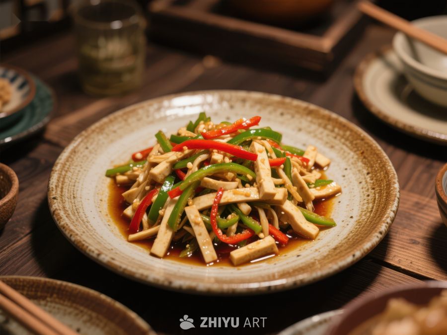 青椒炒豆干，美味家常菜 1175