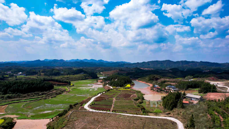 山川丘陵农田农业种植航拍图 