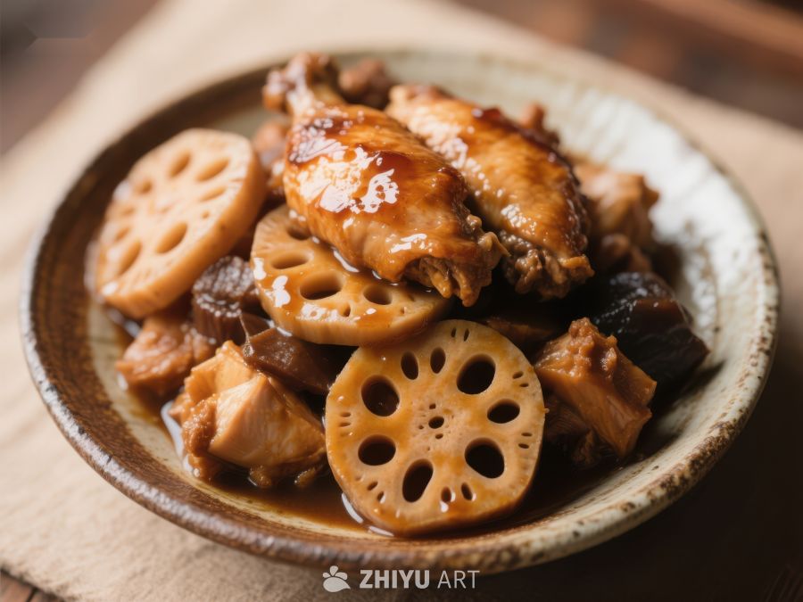 莲藕炖鸡翅美食特写 129