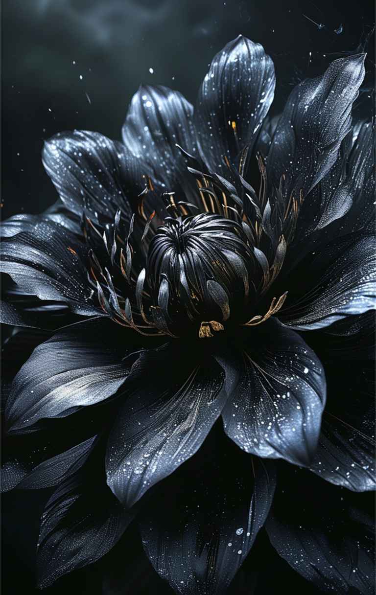 一朵黑色艺术花，花瓣散发着神秘的气息 2