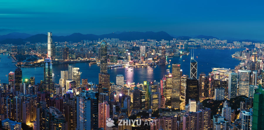 香港夜景：维多利亚港的璀璨灯火