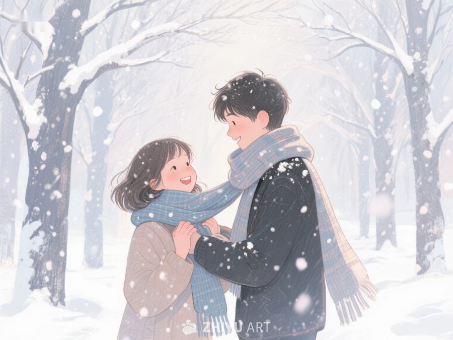 雪中情侣温馨互动 936