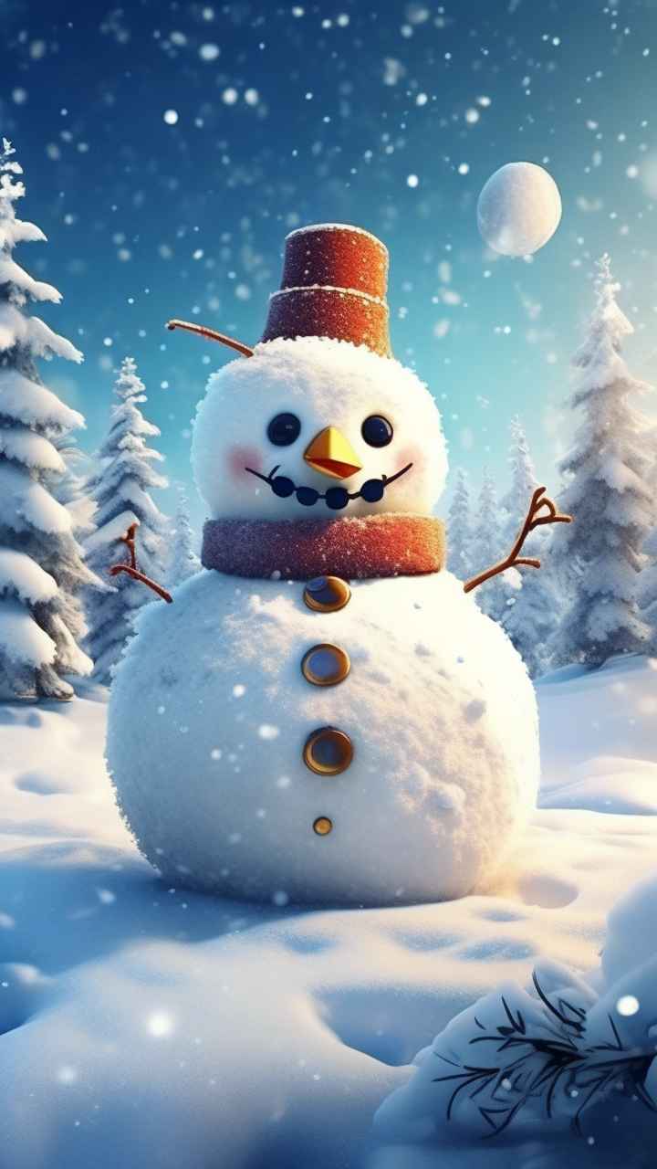 冬季插画雪人堆 94