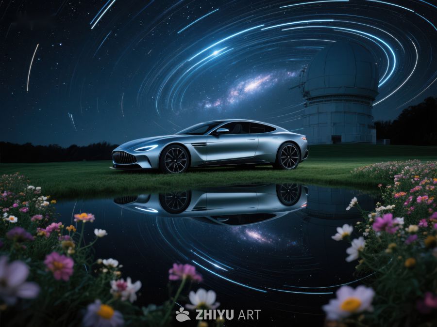 未来汽车在星空下的静谧场景 446