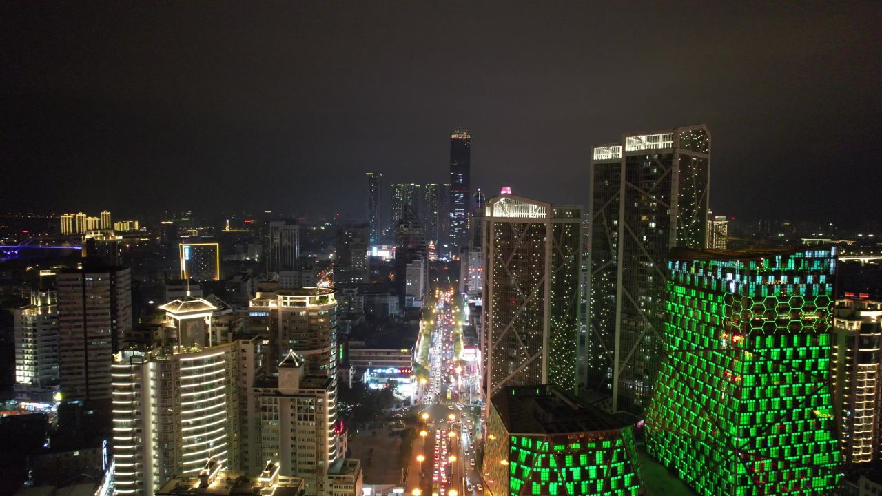 柳州夜景交桥梁航拍 