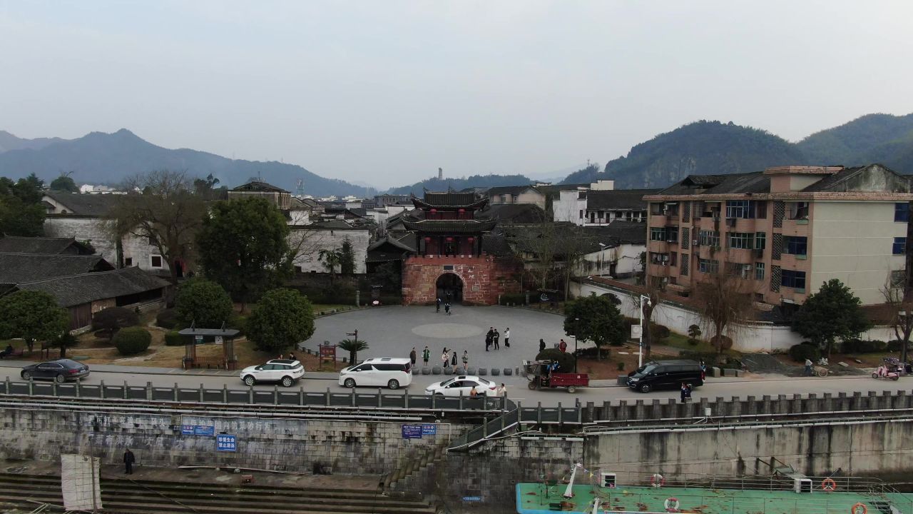 湖南洪江黔阳古城4A景区航拍 