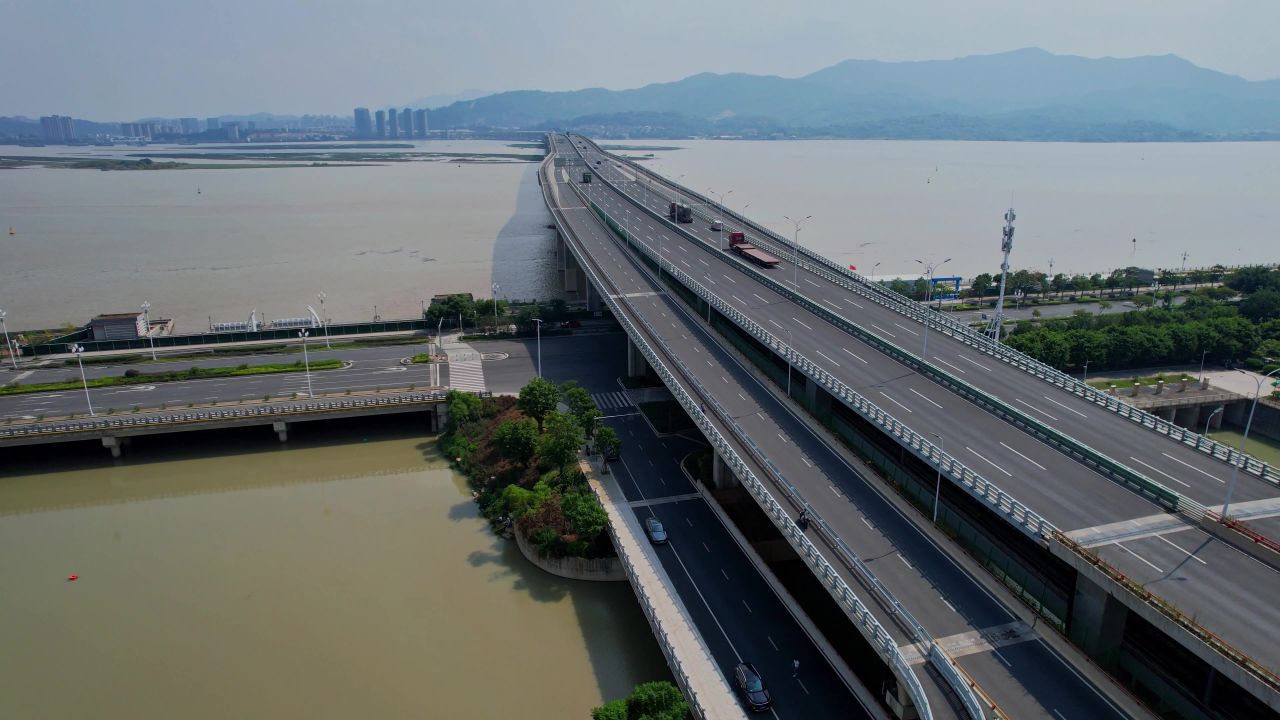 航拍福州道庆洲大桥景观