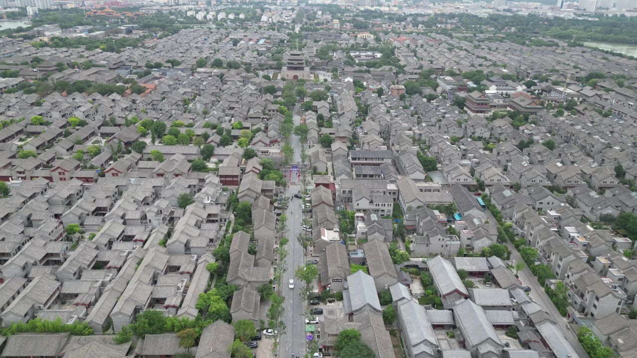 航拍山东聊城东昌湖景区