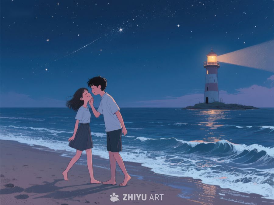 夜空下的灯塔与情侣 1023