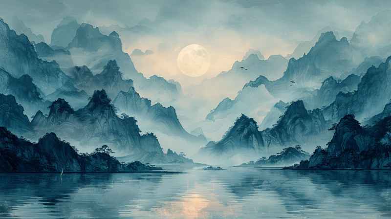 中国风水墨画水墨山水 14