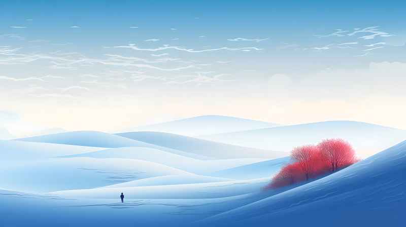冬季唯美雪景创业插画 47