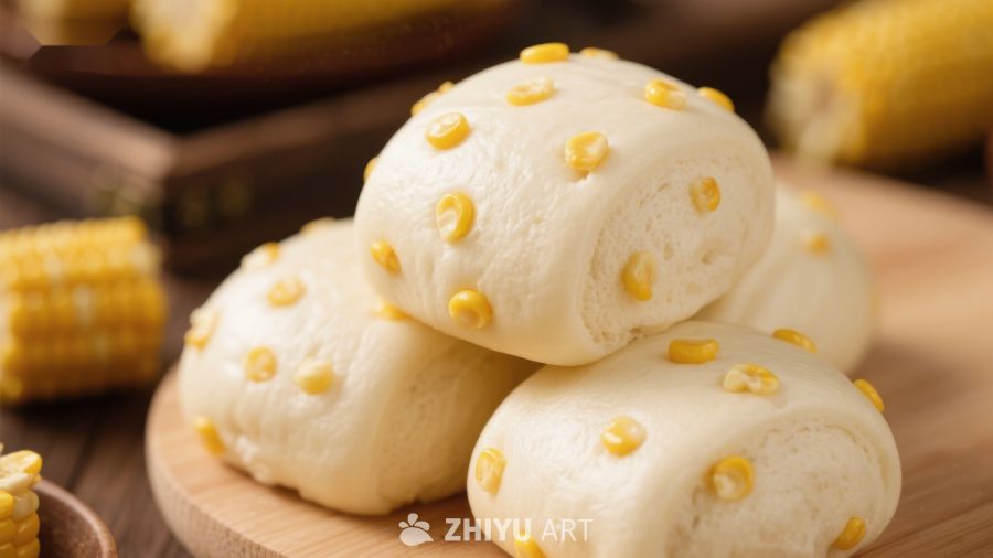 玉米粒点缀的馒头