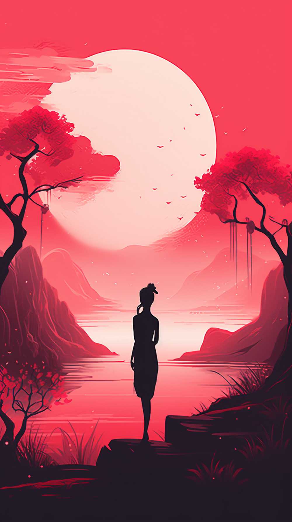 红色唯美背景意境