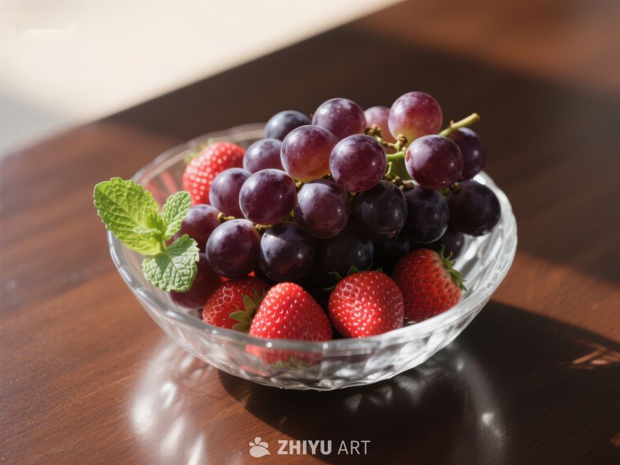 新鲜葡萄与草莓的美味组合 574