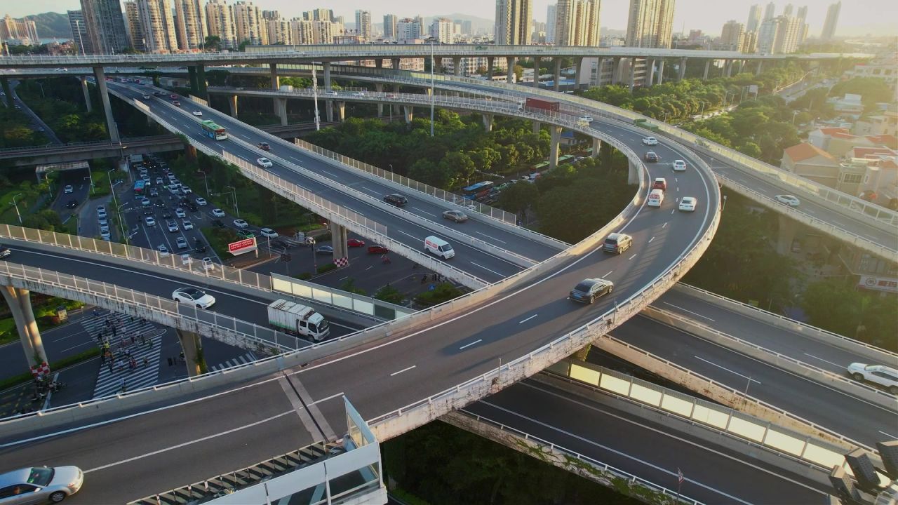 厦门航拍道路交通景观