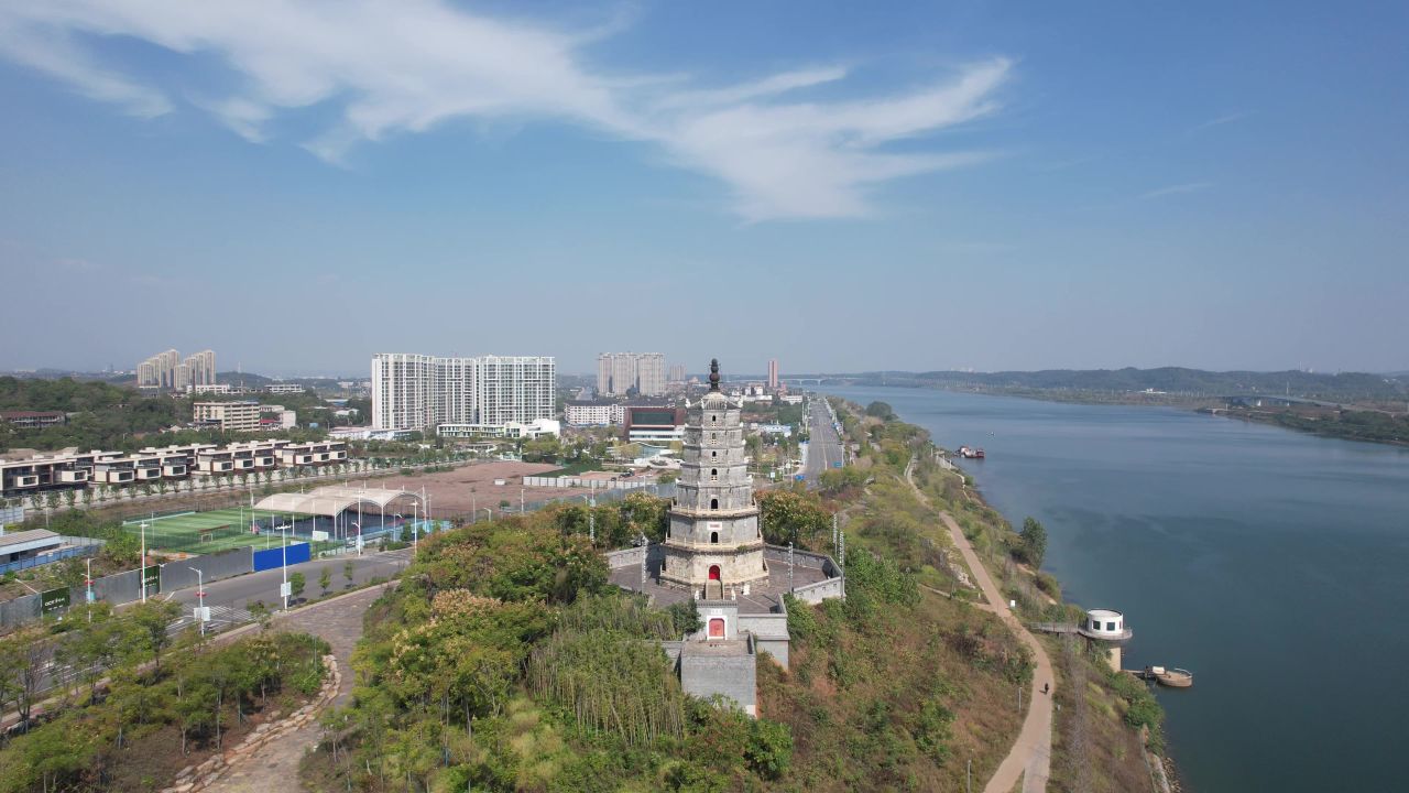 湖南衡阳来雁塔地标建筑航拍 