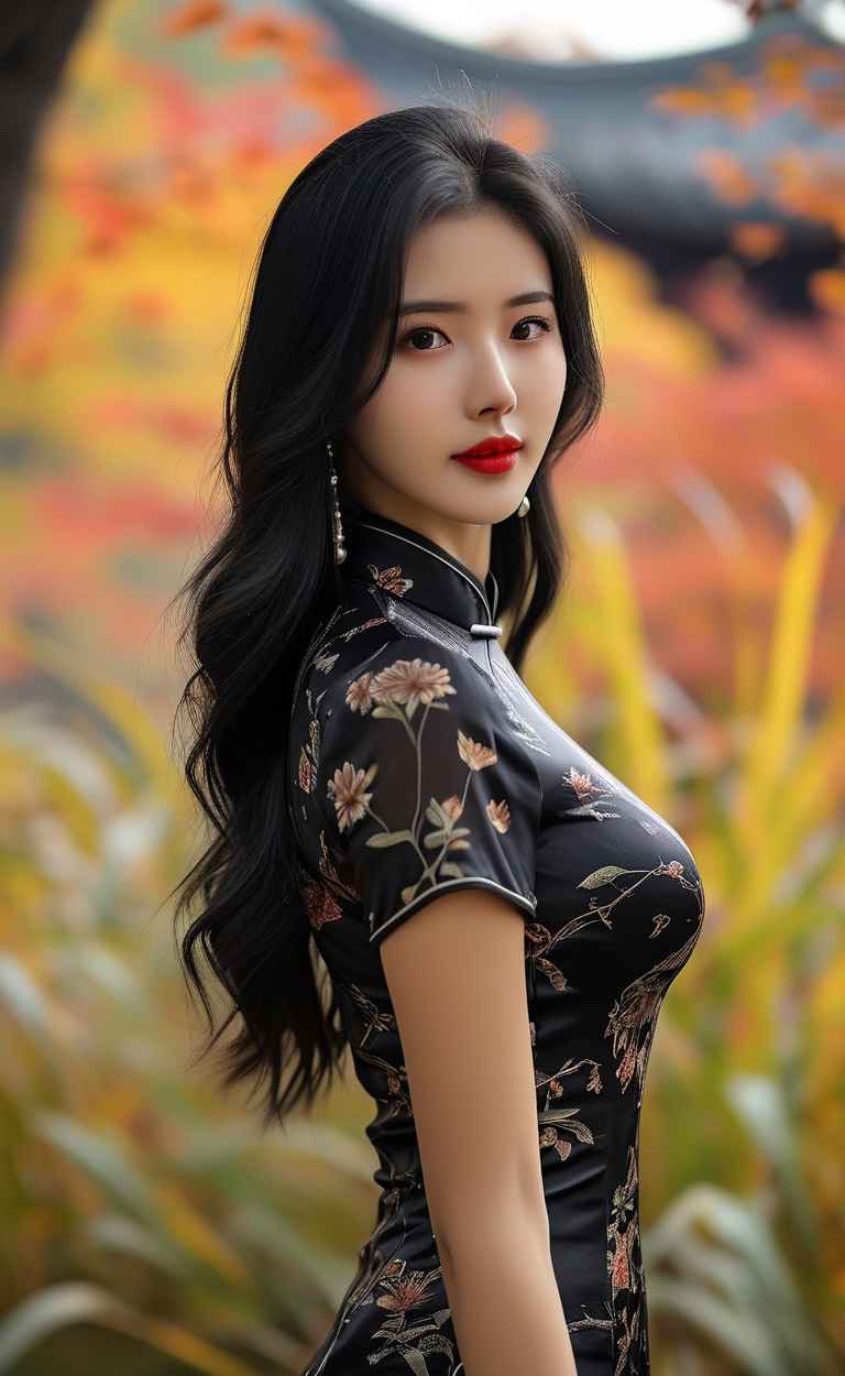秋天美女户外摄影图 17