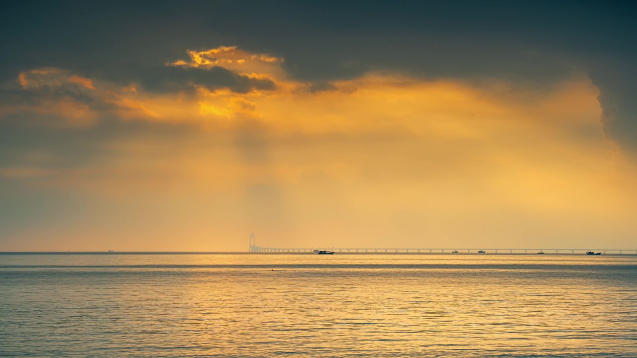  珠海海边清晨 珠海海边晚霞