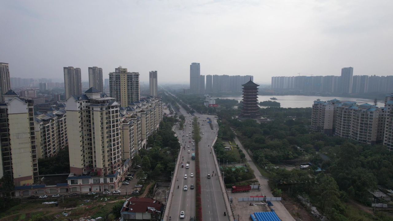  广西钦州城市大道交通航拍
