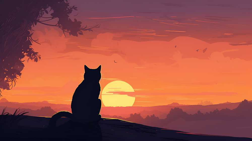 夜色下猫猫插画