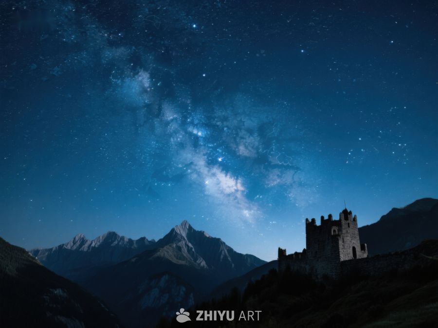 星空下的古堡与山脉 172